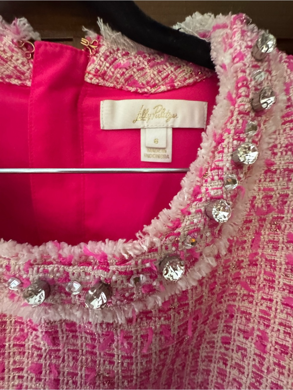Pink tweed Folie Boucle Top in Pink Palms Fantasy from Lilly Pullitzer - Picture 6 of 7
